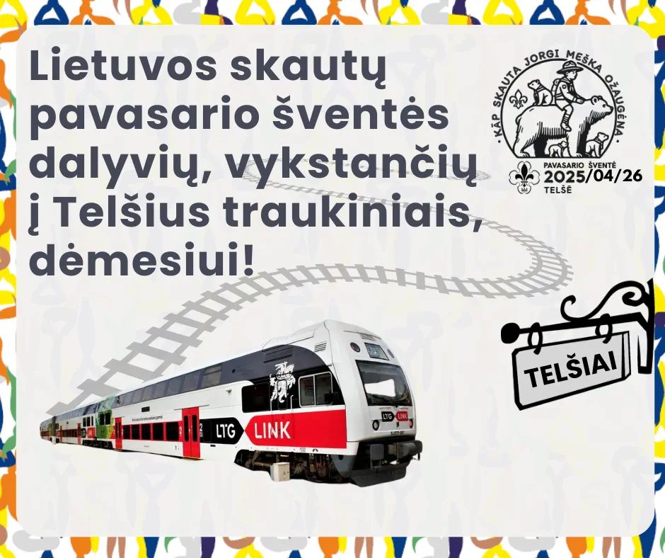 Skautai renkasi traukinius vykstant į pavasario šventę Telšiuose 2025